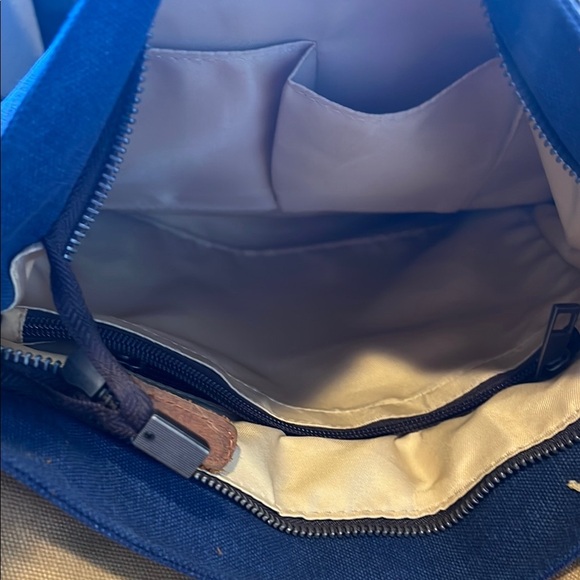 Blue and Tan Roll-Top Backpack with Vintage Style NWOT - Picture 5 of 6